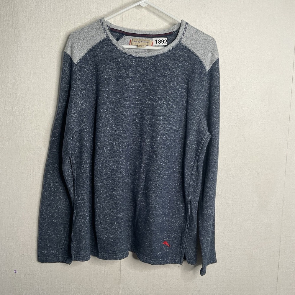 Tommy Bahama Sweatshirt Blue Heather Gray Mens Sz XL Pullover Marled Long Sleeve